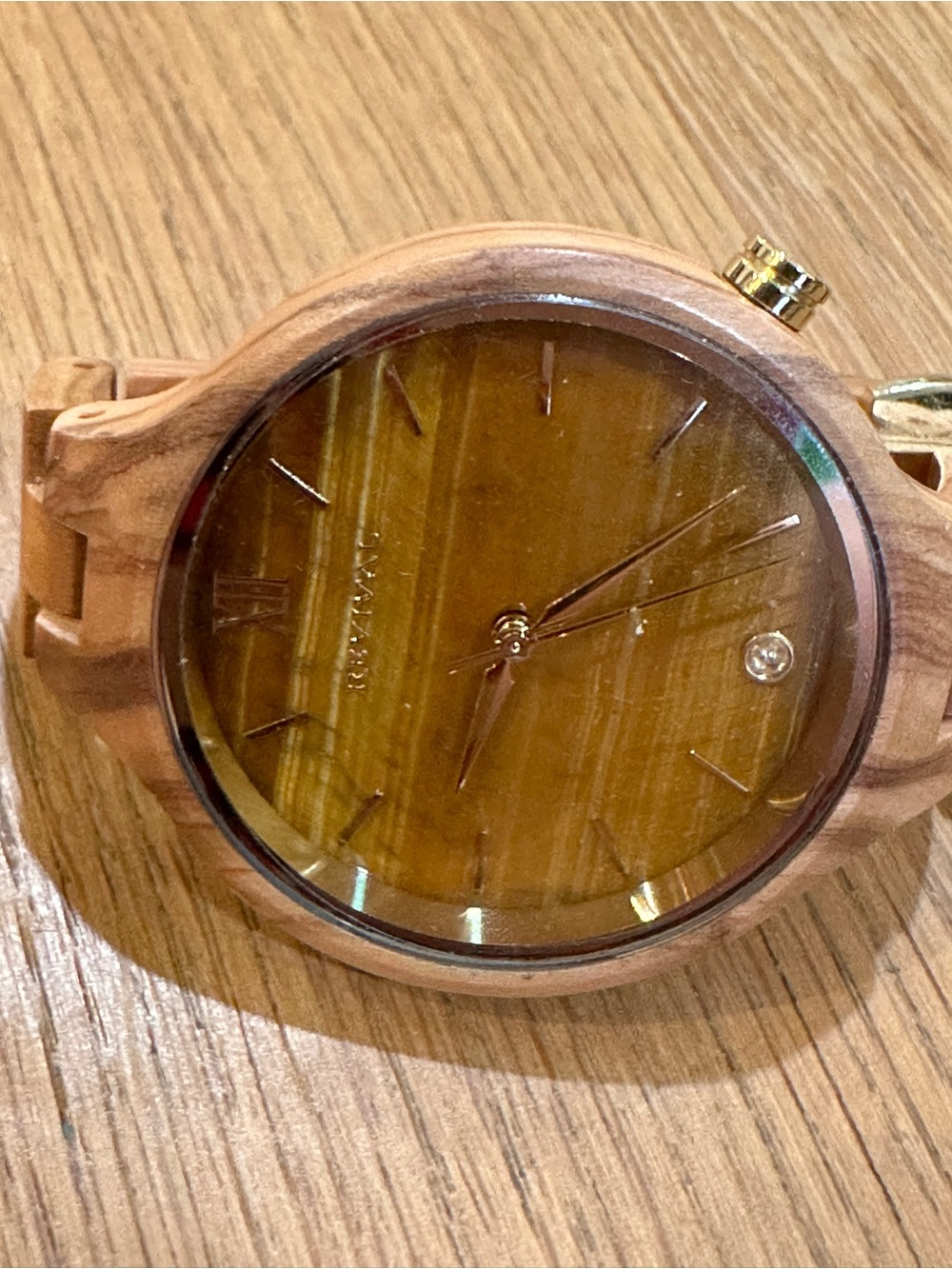 Revival Martin & Co. Olive Wood Tiger's Eye Women's Watch 37mm Quartz - Picture 9 of 13